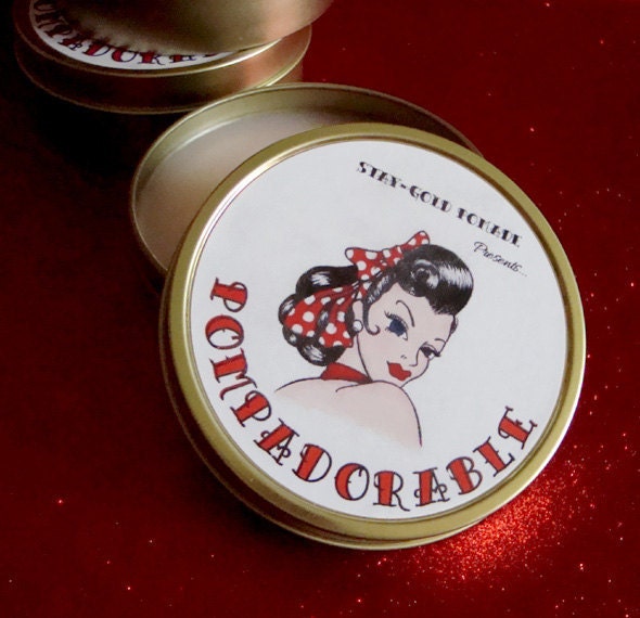 Pompadorable Pomade . Retro Girly Pinup Hair Product . Strawberry Scent