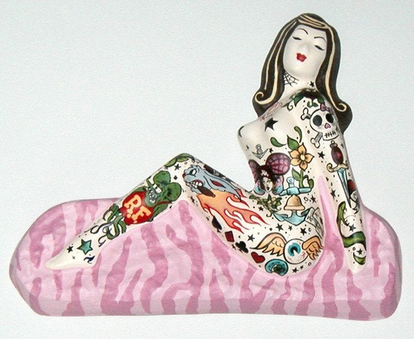Tattooed Lady Wall Hanging ... Custom Hand Painted One of a Kind Decor