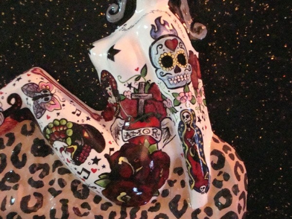 Tattooed Lady Wall Hanging ... Custom Hand Painted One of a Kind Decor