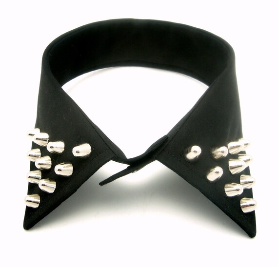 Silver Studded Black Detachable Collar