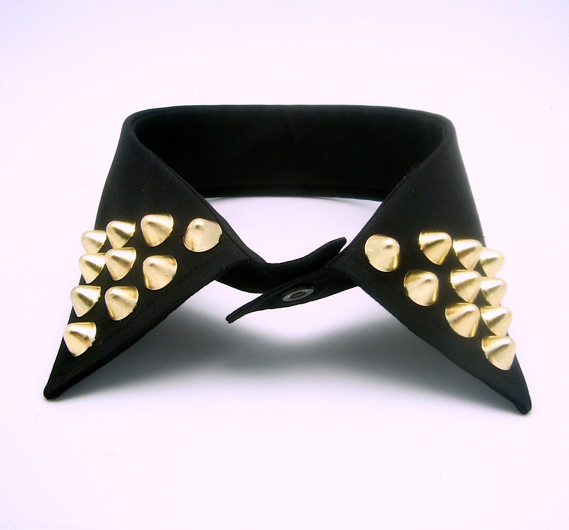 Gold Studded Black Detachable Collar