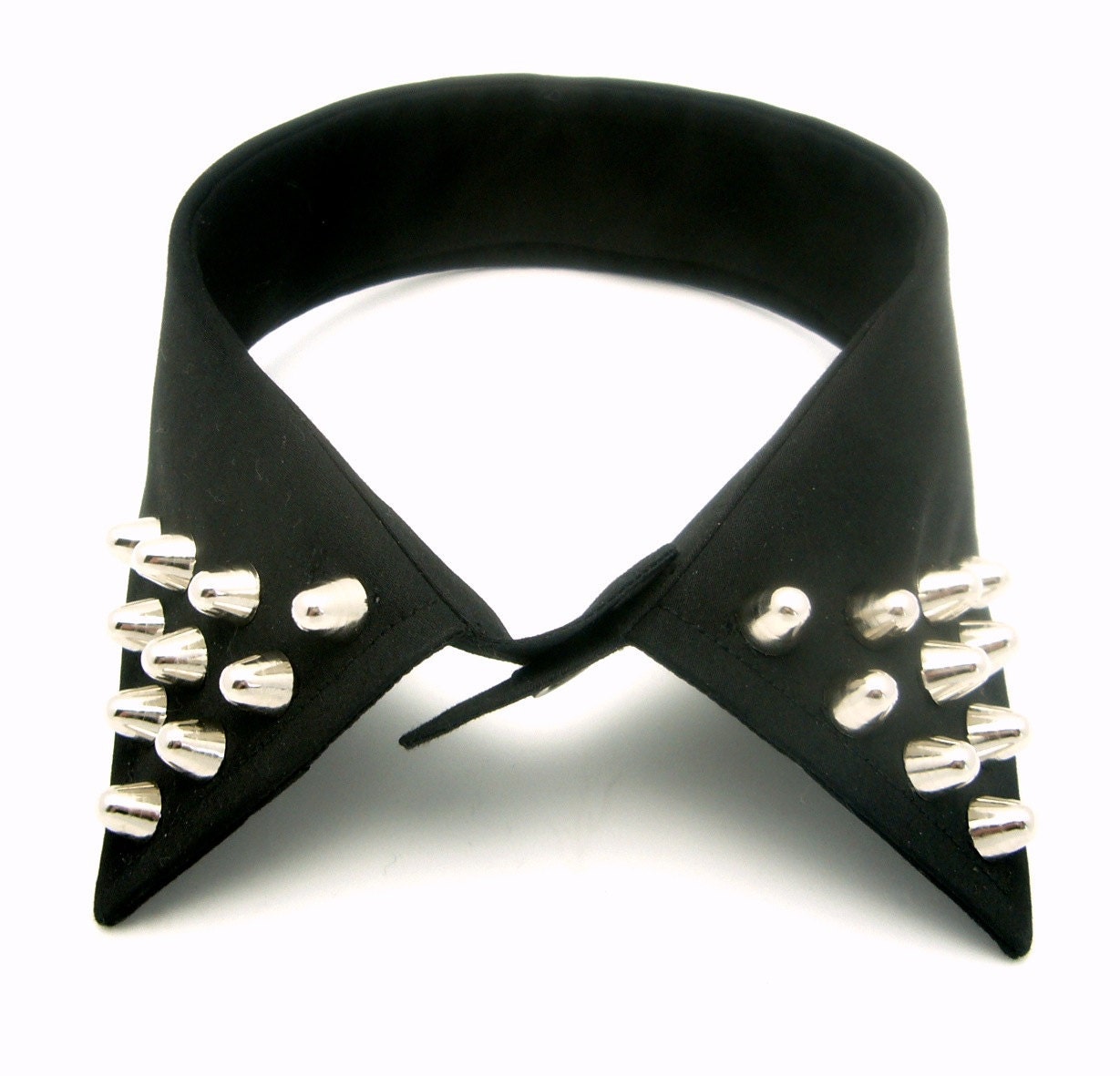 Silver Studded Black Detachable Collar