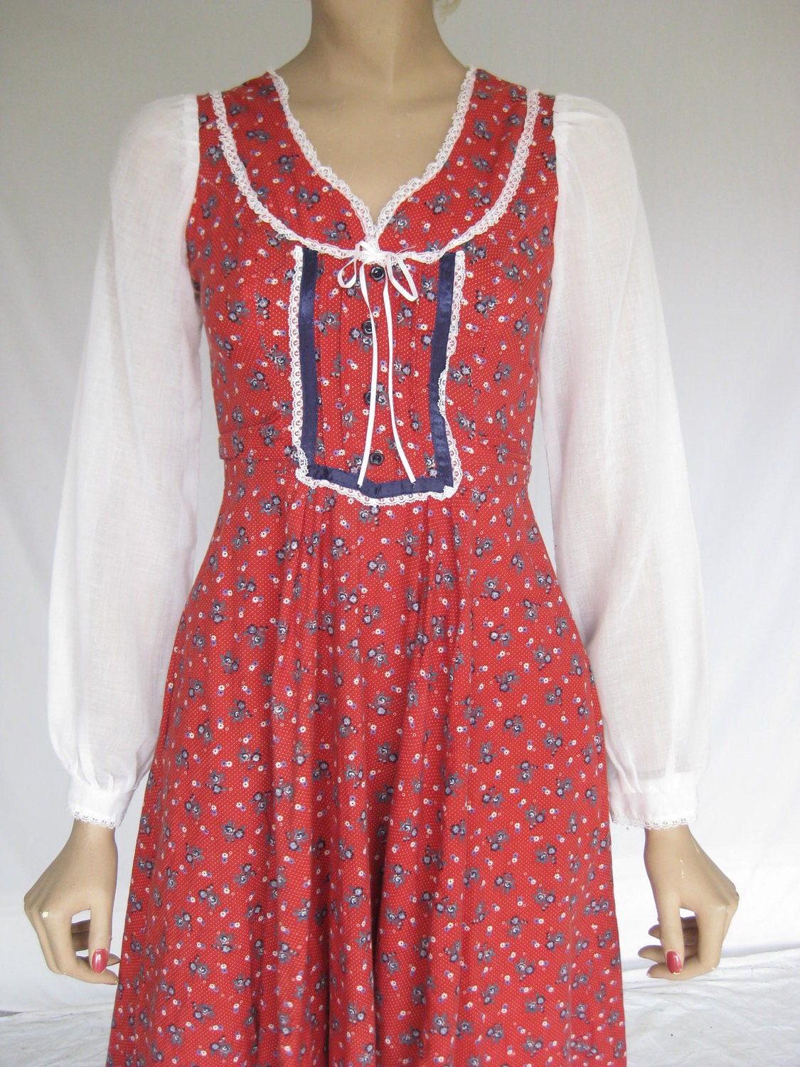 Vintage 70s Gunne Sax Hippie Prairie Dress