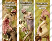 Digital Collage Sheet Slides Sarcastic  Women 1 X 3 Charms and Pendants (Sheet no. FS162) Instant Download