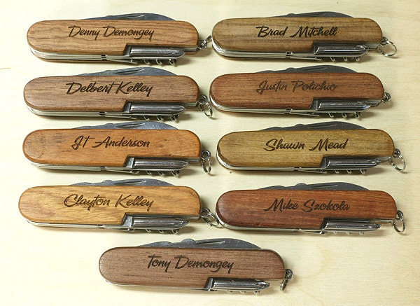Laser Engraved Rosewood Multi Tool Knife Best Man Groomsman Birthday Christmas Gift