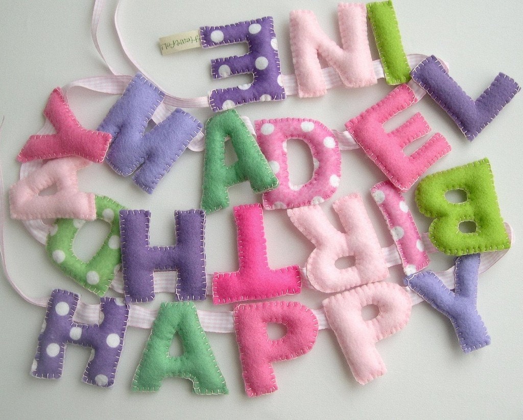 Happy Birthday Banner Garland Pink Purple Green