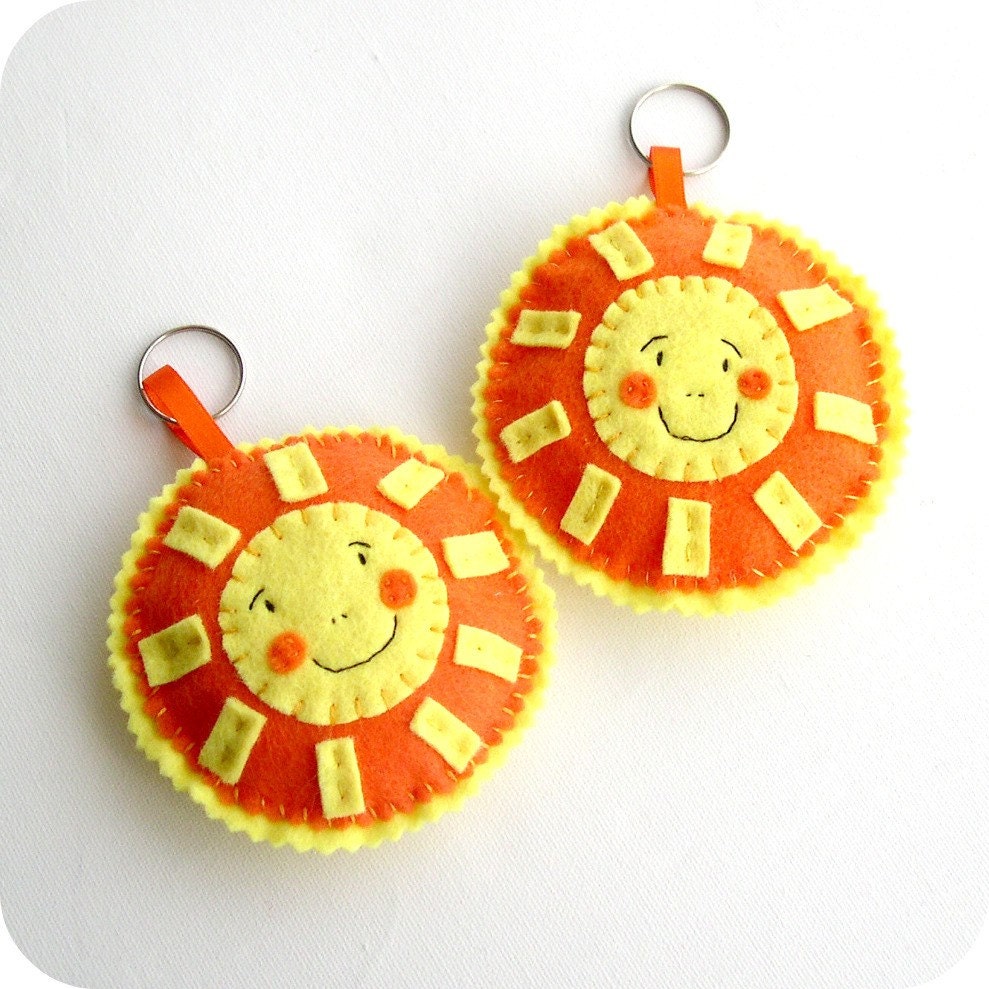 here comes the sun key chain, fob, ring, charm