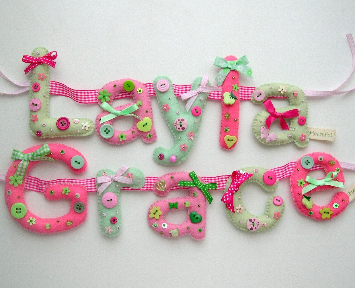 Personalized Boys Name garland banner padded lowercase Dots and Buttons