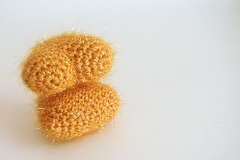 SALE Crocheted Golden Sparkles valentine hearts set of 2