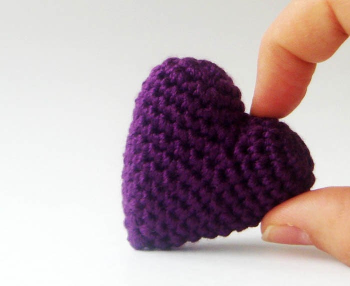 SALE Amethyst crocheted   3D heart