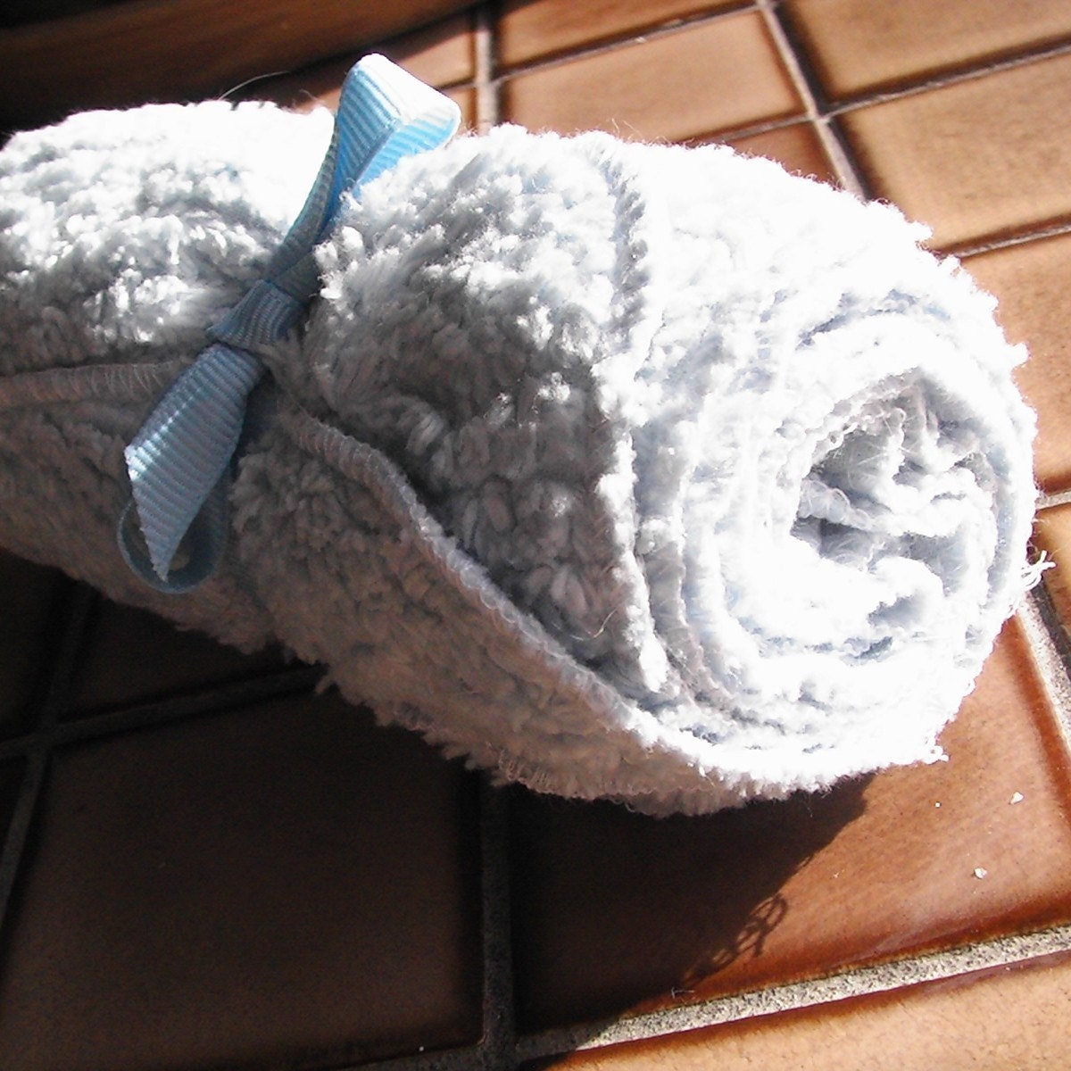 Ecofriendly Alternative to Paper Products - Trio of Super Thick and Thirsty Blue Cotton Chenille Minis