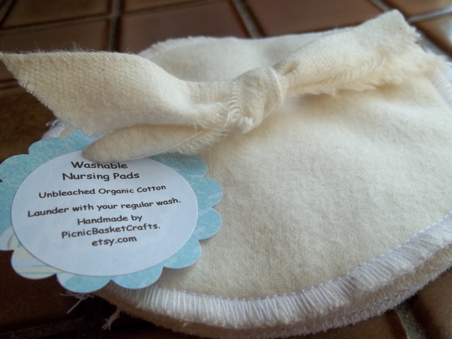 Light Absorbency Nursing Pads Made With Unbleached Organic Cotton Flannel - 2 pairs