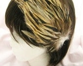 Wholesale - Ivory badger pattern feather fascinators - CHOOSE headband, hair clip, comb (6 Pieces)