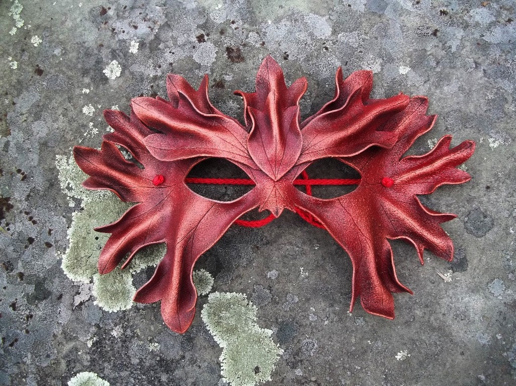 Scarlet Autumn Green Man Leather Mask