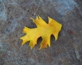 Leather Oak Leaf Hair Barrette in Yellow