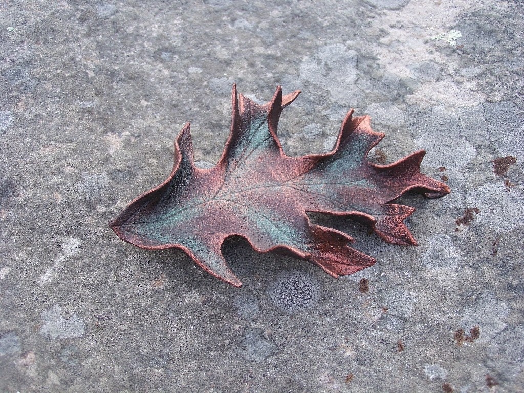 Leather Oak Leaf Hair Barrette in Brown
