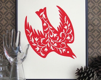 The Fancy Bird Print (red)