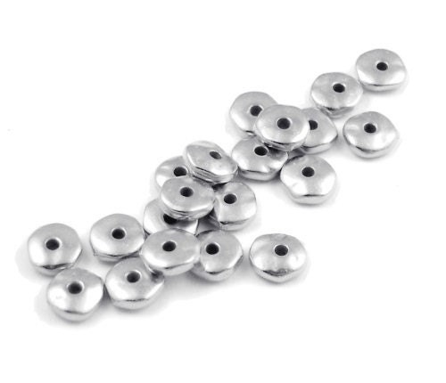 Silver Spacer Beads 20 7mm Nugget Heishi Spacer Beads TierraCast (PS186)