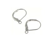 Silver Earring Findings 12 Leverback Earrings 12 Silver Plated Lever Back Ear Hooks (FS37)