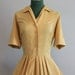 Vintage Dress / 1950s Dress / 50s Gold Bow Day Dress