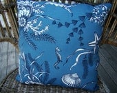 Outdoor pillow - Blue and White Nautical Underwater Sea life