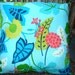 Turquoise blue indoor outdoor pillow modern floral
