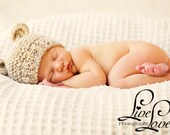 Baby Boy Bear Hat Knit To Match Cocoon In Neutral Cream Photo Prop