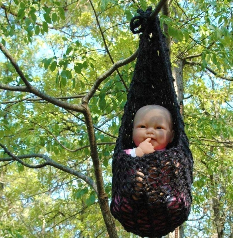 Knit Baby Cocoon Hammock Sling Hanging Pod Photography Prop In Charcoal Unisex