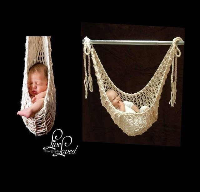 Baby Hammock Photography Prop Sling Cocoon Hanging Pod In Unisex Neutral Cream