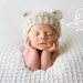 Baby Boy Bear Hat Knit To Match Cocoon In Neutral Cream Photo Prop