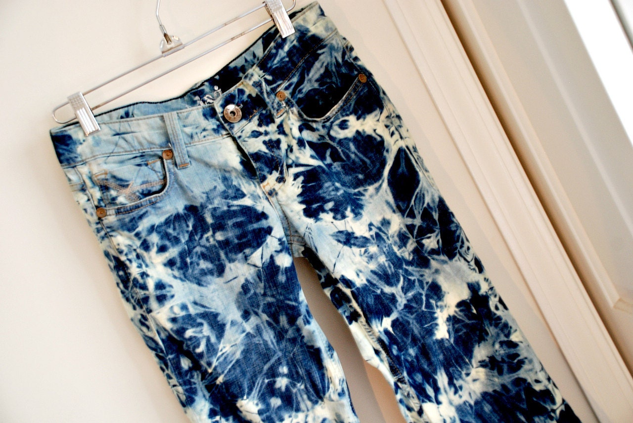 Mavi hand dyed rocker/hippy/acid wash 80s jeans. OOAK.