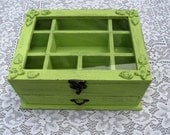 Green "Shabby Chic" Wooden Jewelry Box