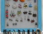 JEWELRY DISPLAY ORGANIZER turquoise Shabby Chic / 50 - 80 Earrings / 32 - 48 Necklaces