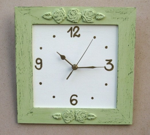 Light Green Shabby Chic Wall Clock