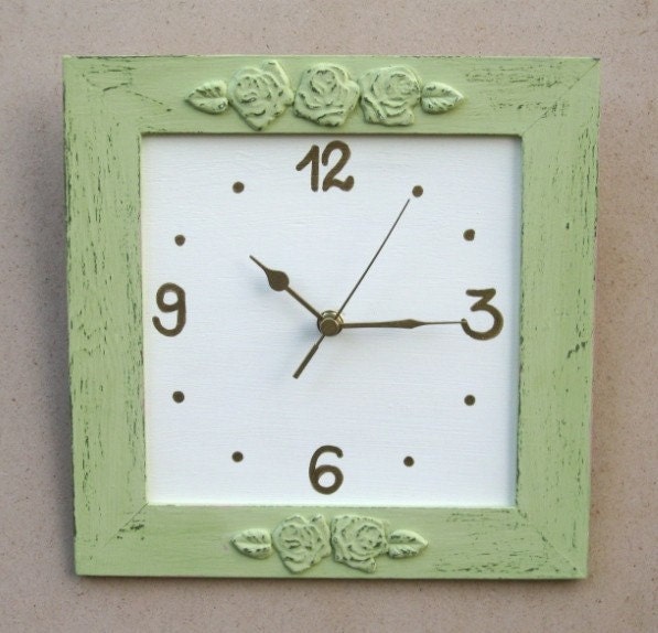 Light Green Shabby Chic Wall Clock