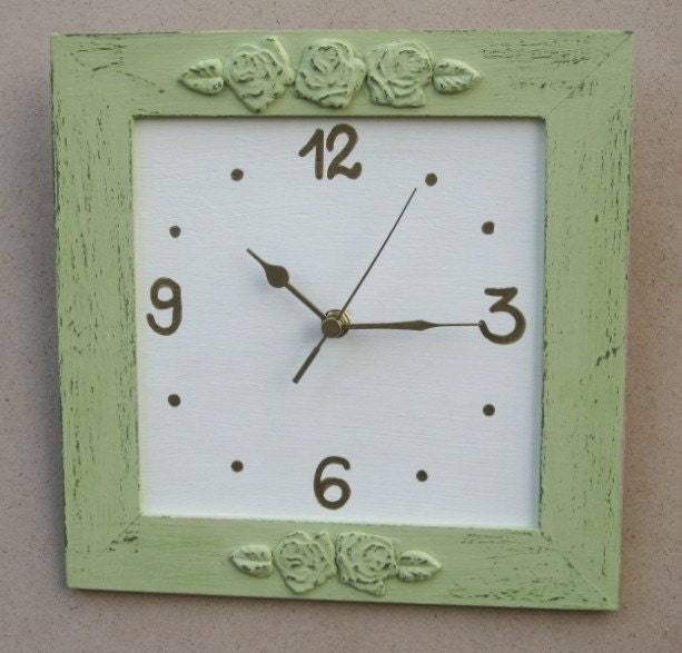 Light Green Shabby Chic Wall Clock