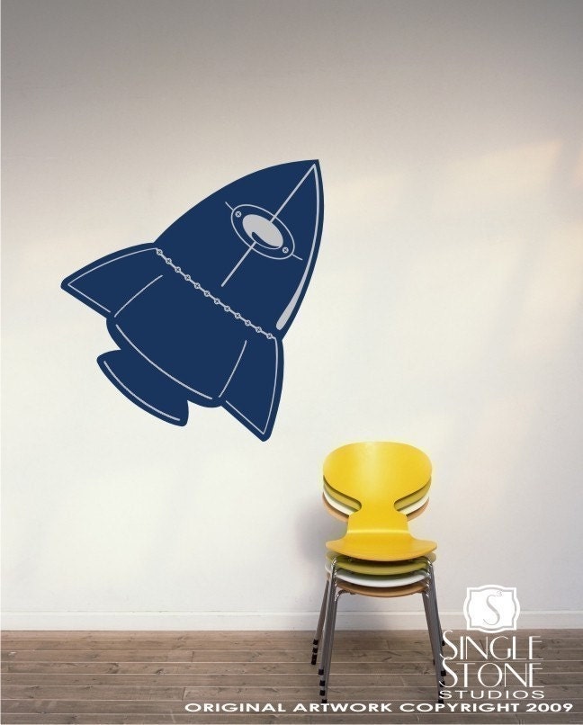 Rocket Wall Decal Space Ship - Vinyl Wall Art Sticker