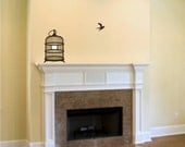 Birdcage Wall Decals Wicker with Bird  - Vinyl Wall Stickers Art