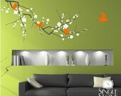 Wall Decals Cherry Blossom with Birds (3 Colors) - Vinyl Wall Art