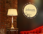 Monogram Wall Decal Family Name Personalized  Be True