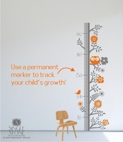 Growth Chart Wall Decal Woodland Animals - Vinyl Wall Art