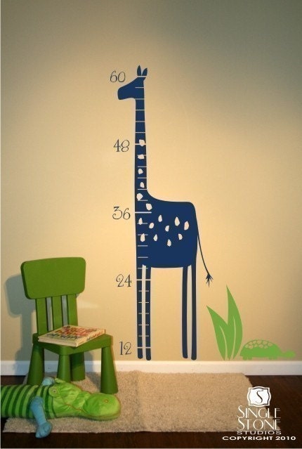 Wall Decal Growth Chart Giraffe - Nursery Vinyl Wall Decals Stickers Art