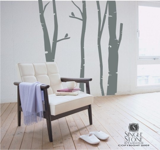 Birch Trees Wall Decal Set of 4