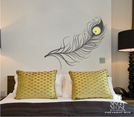Peacock Feather Wall Decal - Vinyl Art Stickers
