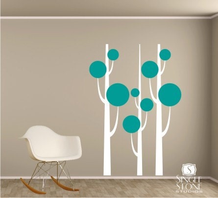 Tree Wall Decals Simple Trees - Vinyl Text Wall Words Stickers Art