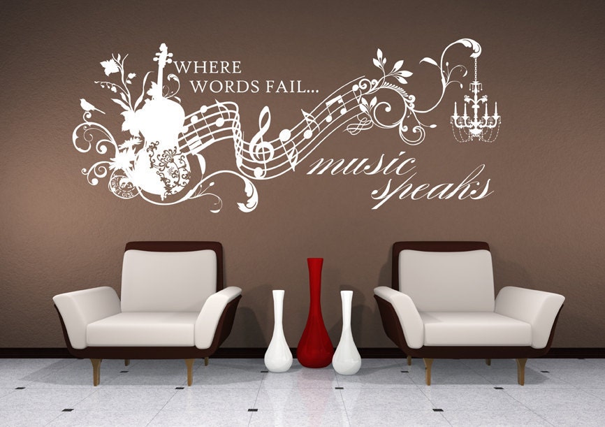 Wall Decals Music Speaks Collage - Vinyl Lettering Text Wall Words Stickers Art