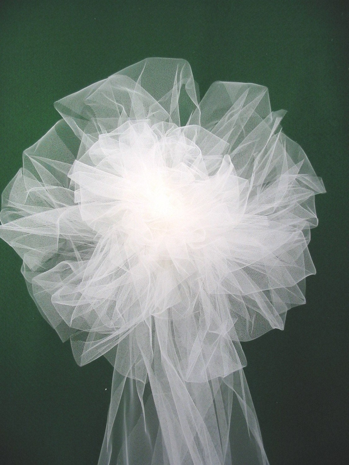 10  White or Ivory  Tulle Wedding  Pew Bows with Pew Clips