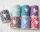 SALE 10 ply Bakers Twine Cording, 140 Yards Total, 20 Yards each color, on Wood Spool, 7 colors, red, black, mint, blue, brown