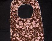Toddler Bib - Chocolate and Pink Damask Toddler Bib