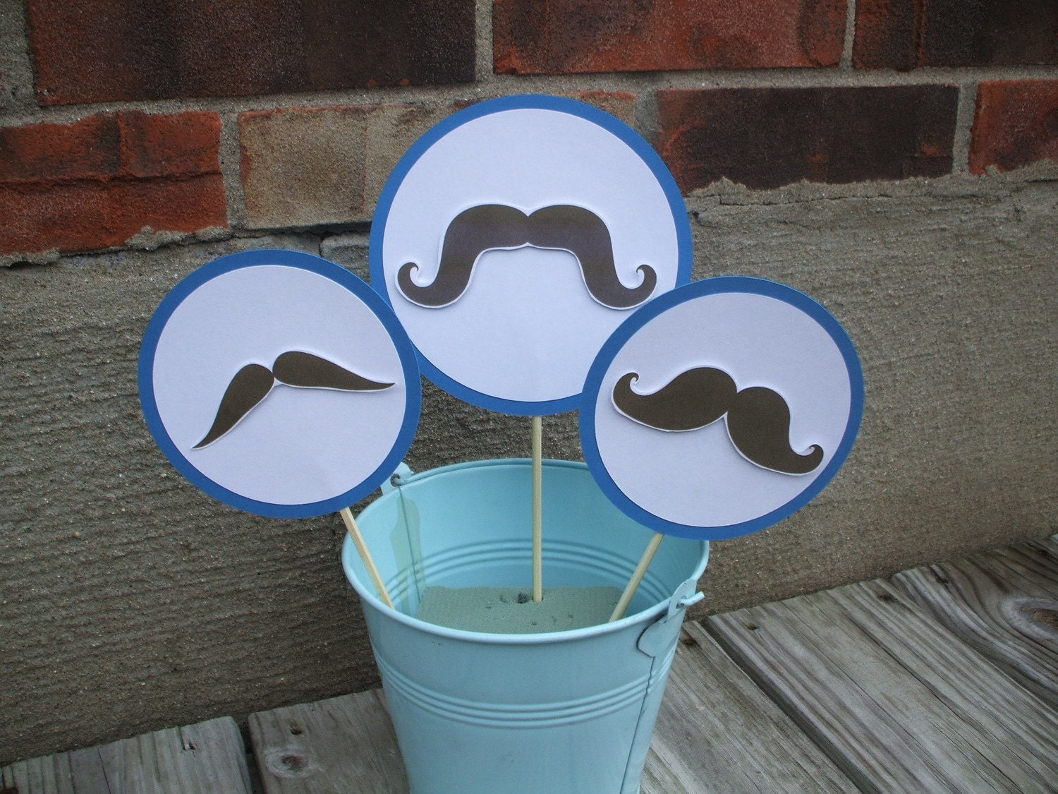 Mustache Centerpieces ( 1 set of 3) You pick images and circle color) Il_170x135